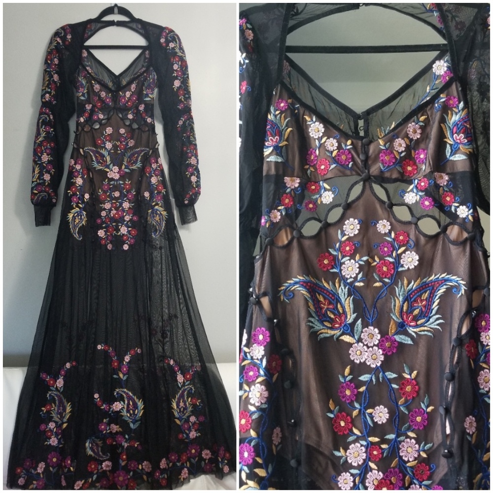 🔥LAST 1🔥NWT FL&L EMBROIDERED MAXI ESTER DRESS - Picture 6 of 6